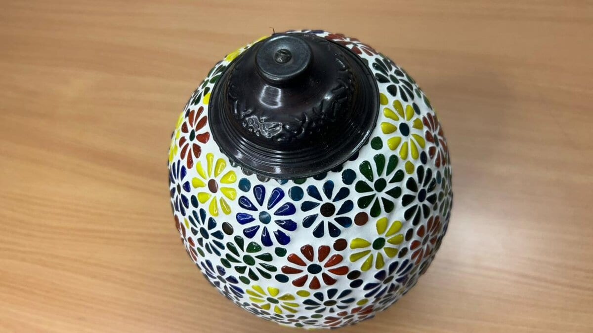 Multicolor Floral Mosaic Glass Globe Lamp · Large