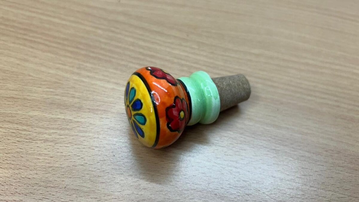 Hand Painted Ceramic Bottle Stopper · Set of Three Designs