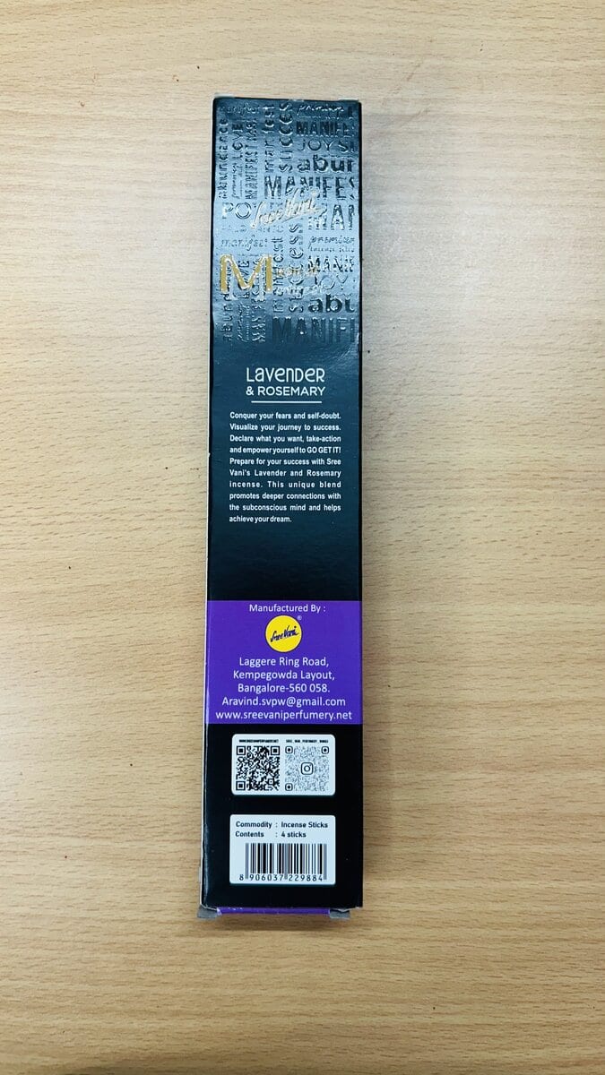 Sree Vani "Manifest Success" Lavender & Rosemary Artisanal Incense (4-Stick Pack)