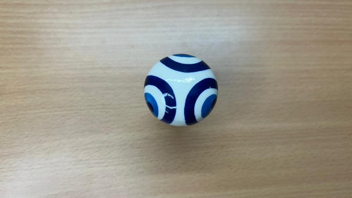 Round Ceramic Cabinet Knob · Blue Circle Pattern