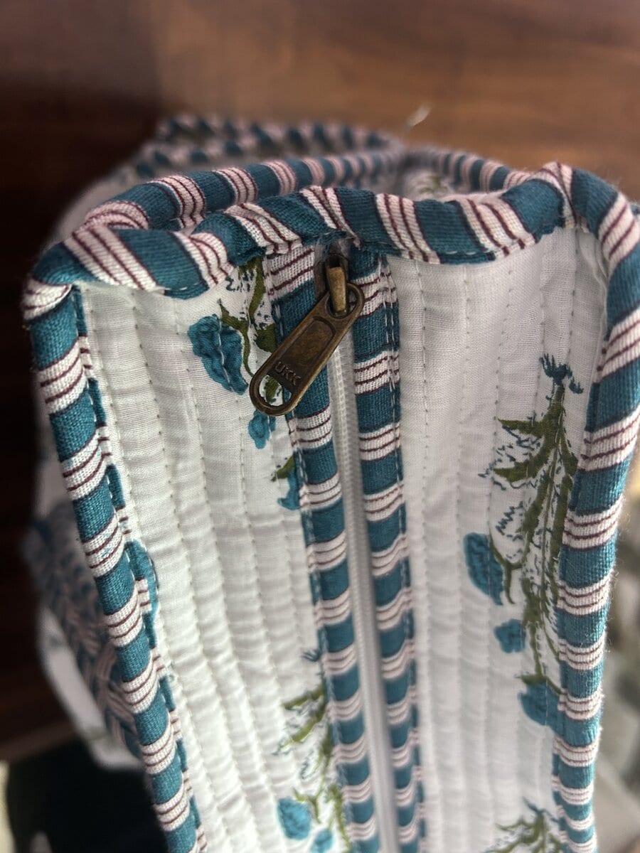 Jaipuri Mughal Motif Kantha Tote · Teal