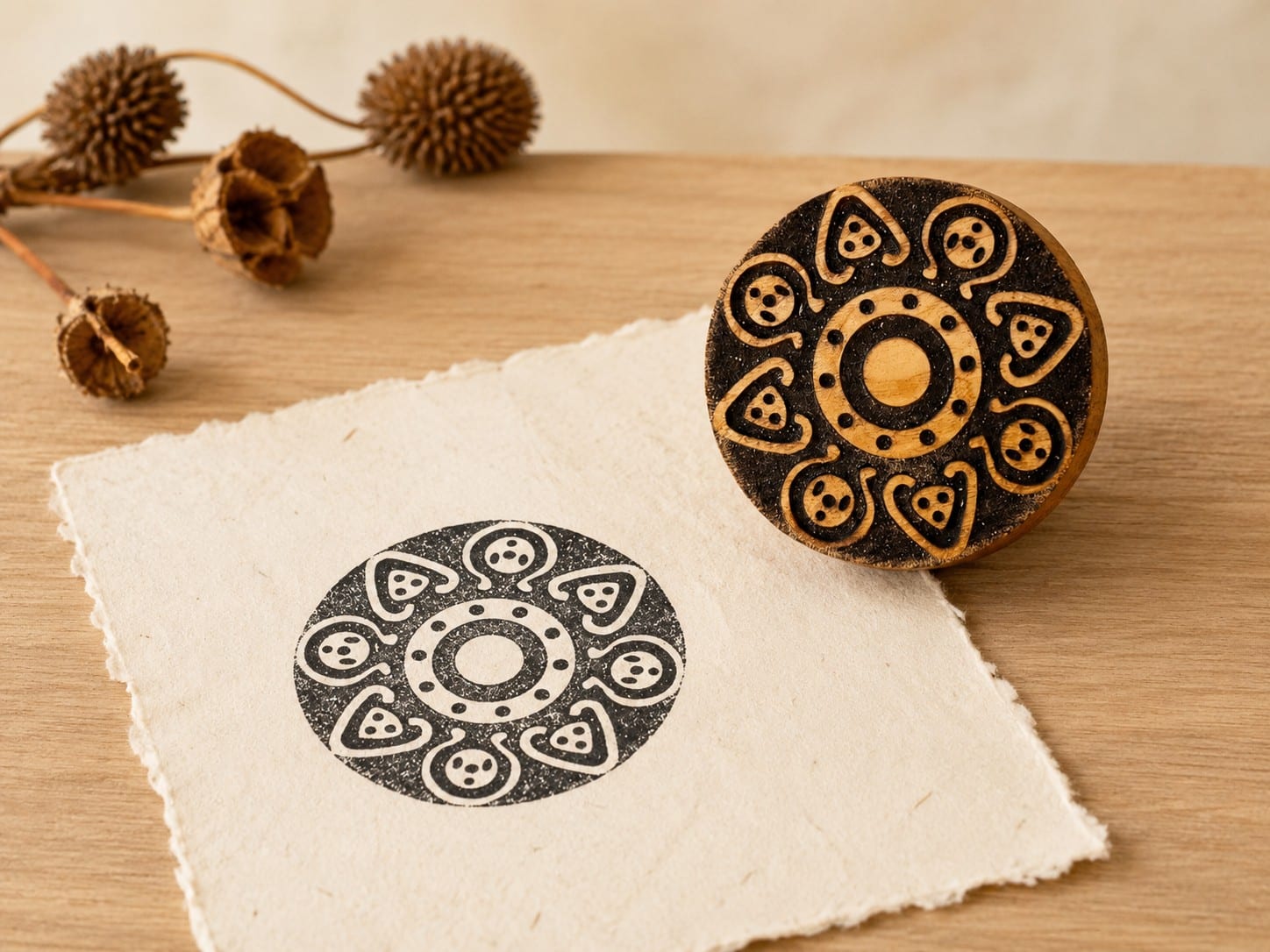 Folk Sun Mandala Block