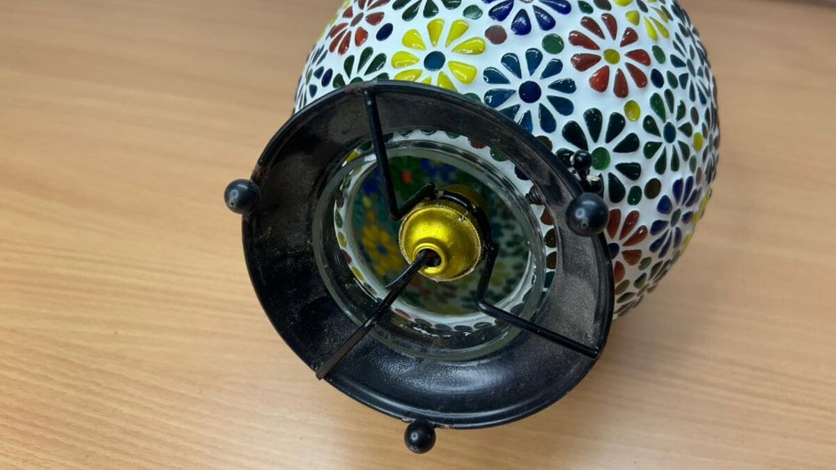 Multicolor Floral Mosaic Glass Globe Lamp · Large