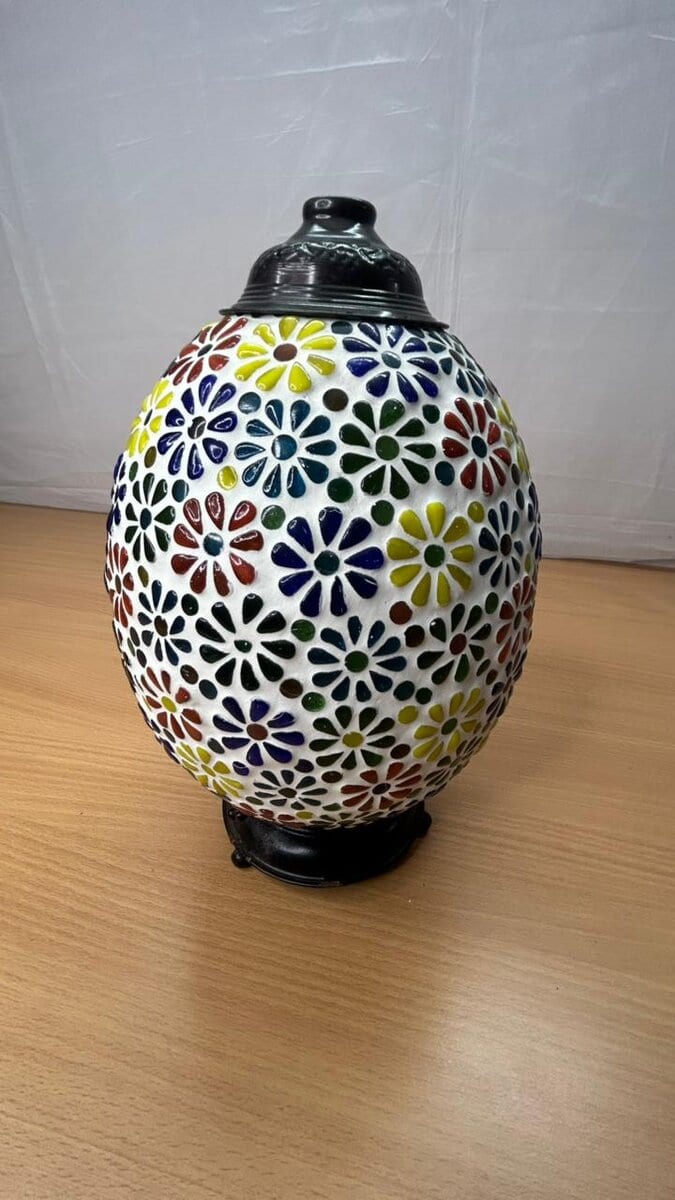 Multicolor Floral Mosaic Glass Globe Lamp · Large