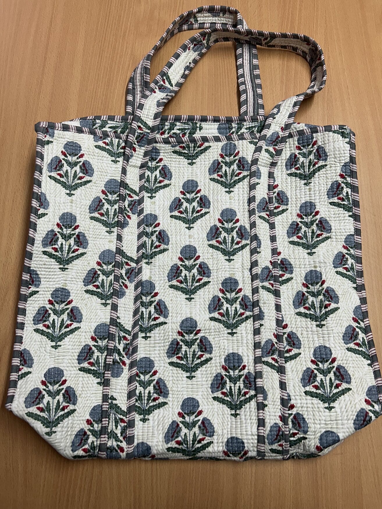 Jaipuri Block Print Tote · Blue Butta