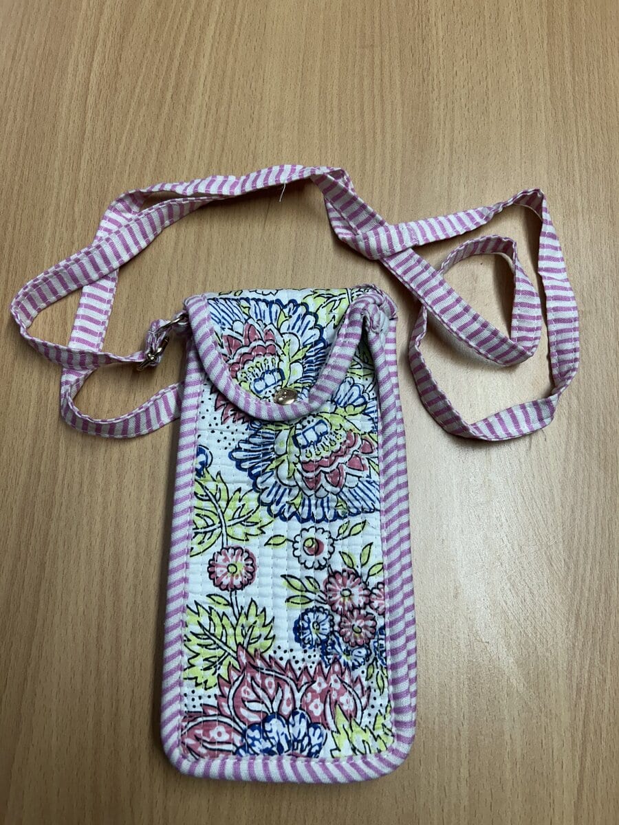 Jaipuri Pink Multi-Floral Kantha Tote with Matching Pouch