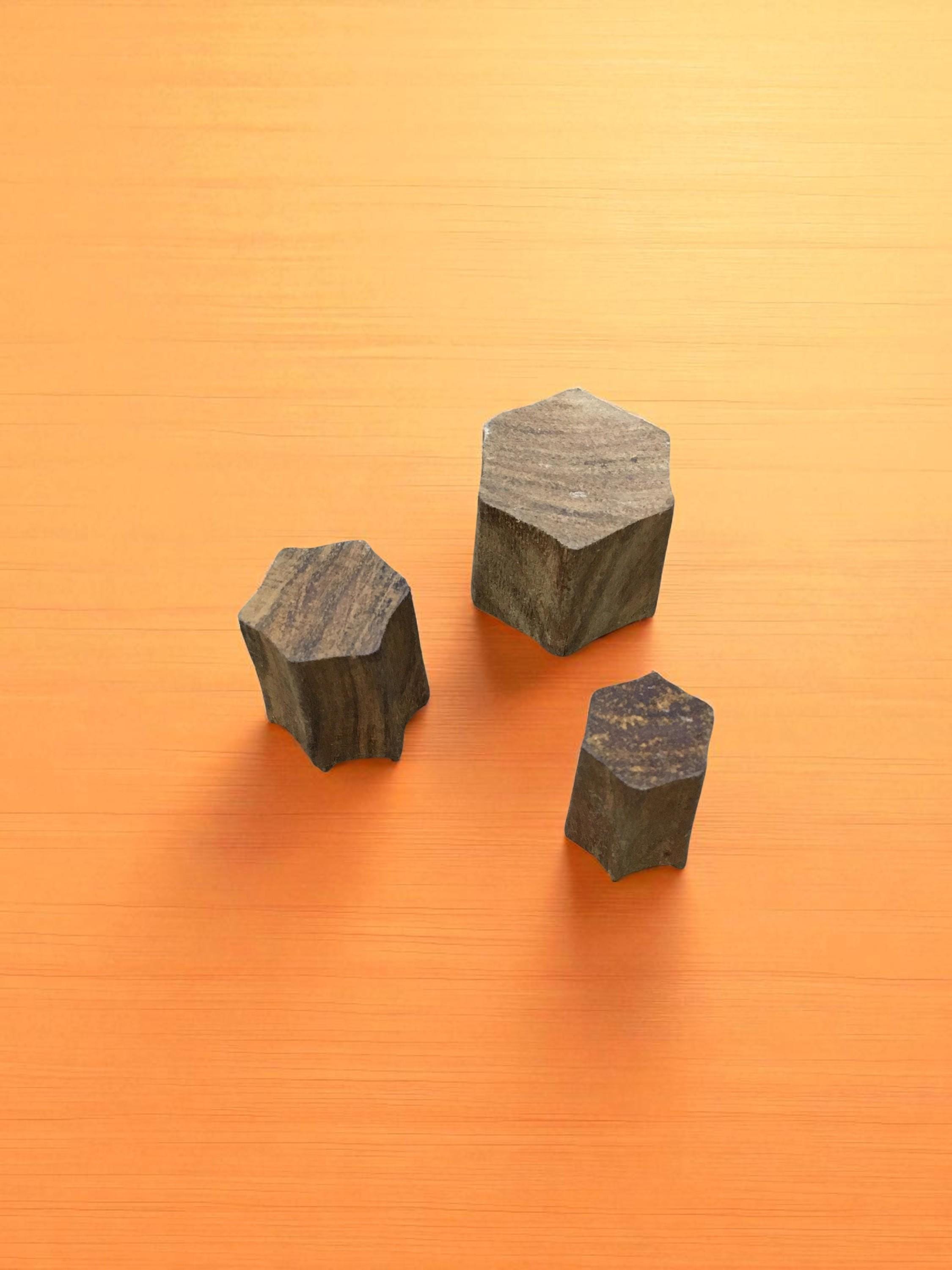 Star Wooden Printing Block: Indian Floral Carved Stamp